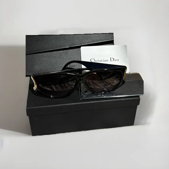 Christian Dior sunglasses- Full Inclusion Christian Dior Black W/Gold sunglasses For women• Full  main image 3